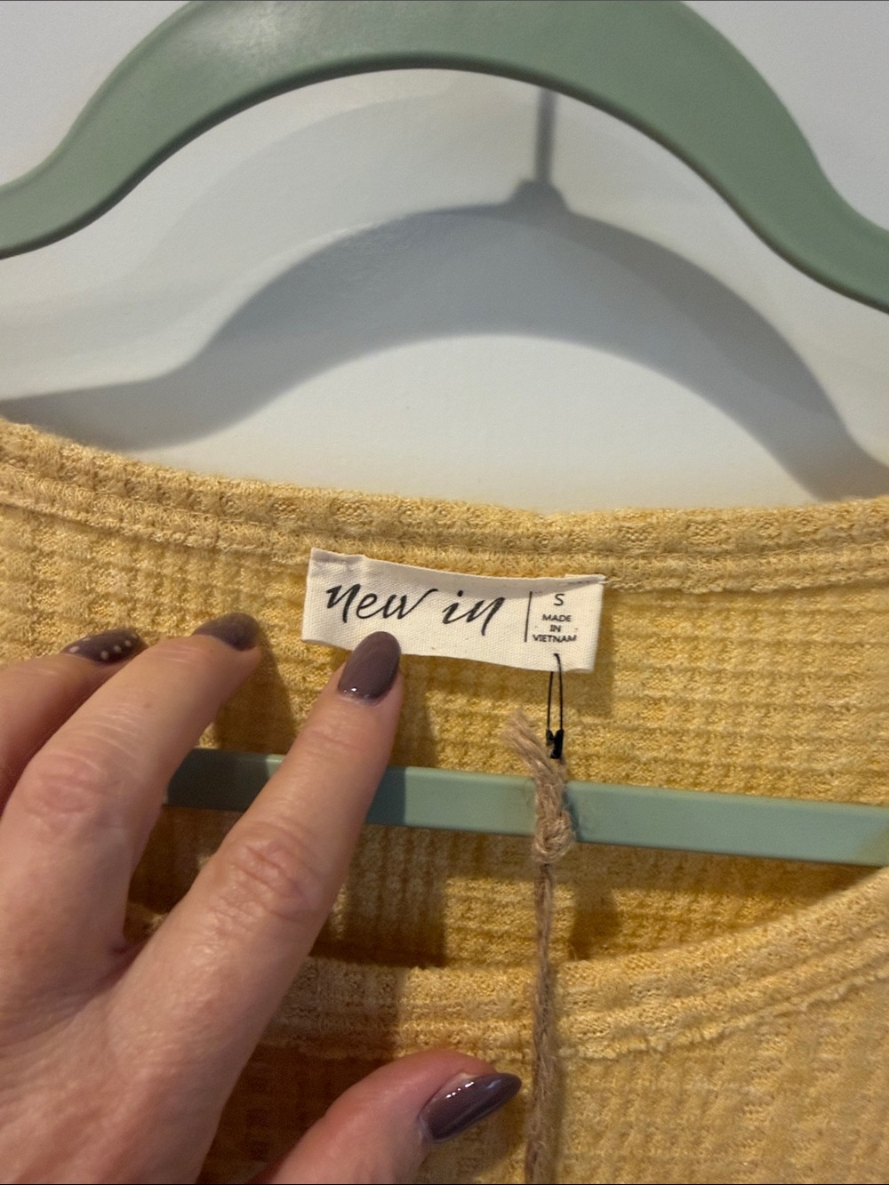 Women's Soft Butter Yellow Waffle Knit Peasant Dress - Picture 2 of 6
